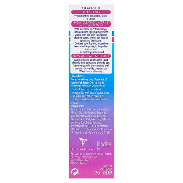 Clearasil Rapid Action Spot Treatment Cream 25ml - British product