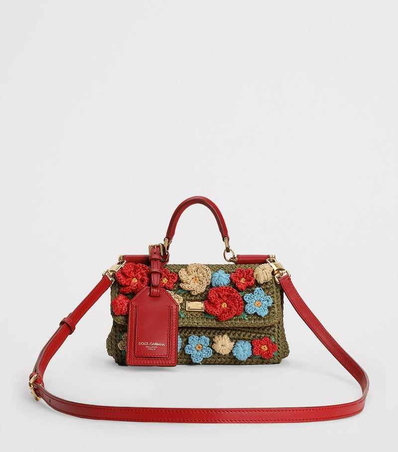 Dolce&Gabbana woven My Sicily top-handle bag with floral appliqué (British brand)