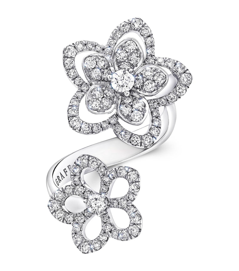Graff Wild Flower ring white gold diamond, imported from the UK