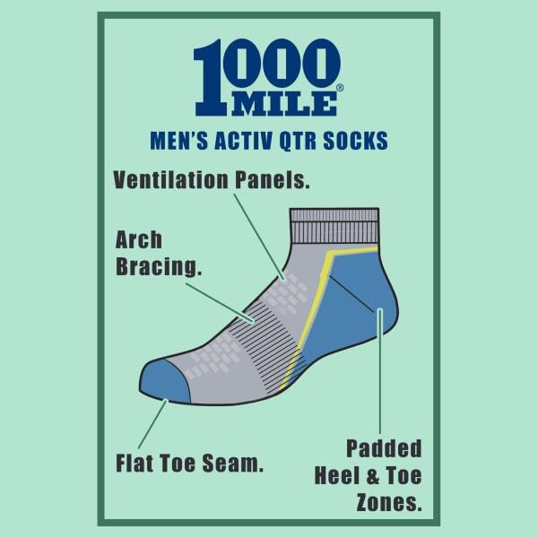 1000 Mile ankle socks Activ QTR Repreve, imported from the UK