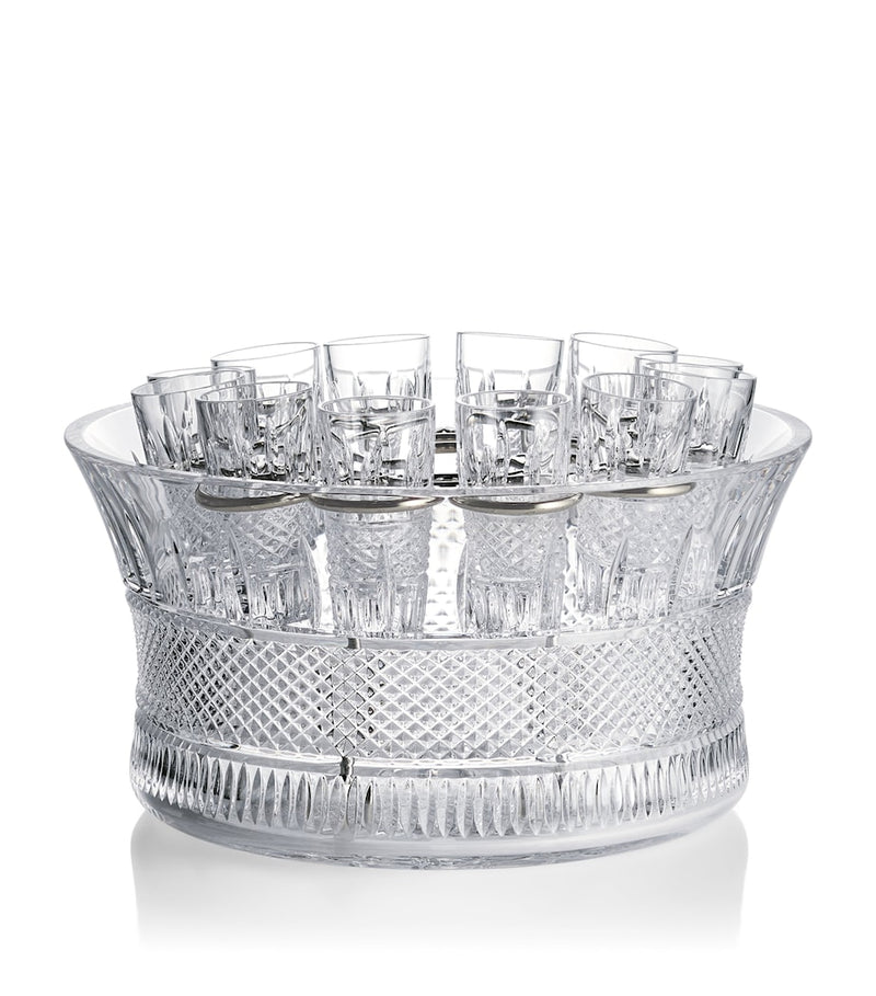 Waterford Crystal Mastercraft vodka set, 12 shot glasses and chiller (British brand)