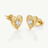 Superdrug MUCHV Gold Textured Heart Stud Earrings- Buy online at McGrocer
