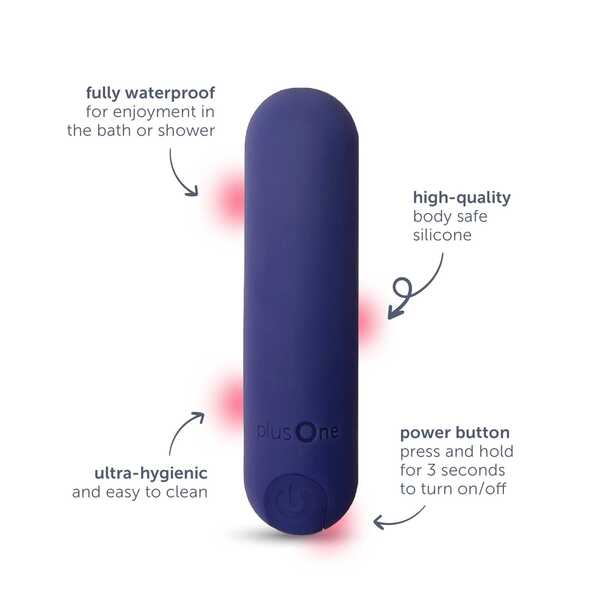 plusOne Purple personal massager waterproof silicone (British brand)