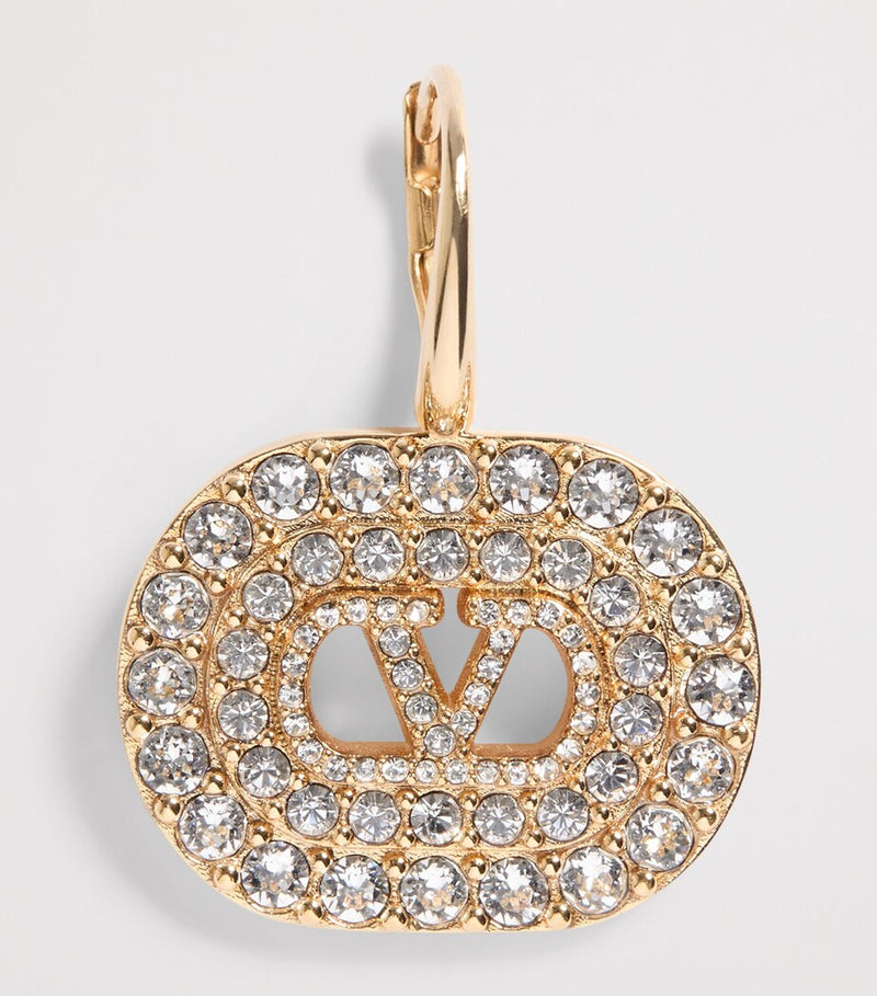 Valentino Garavani VLogo drop earrings with pavé crystals, imported from the UK