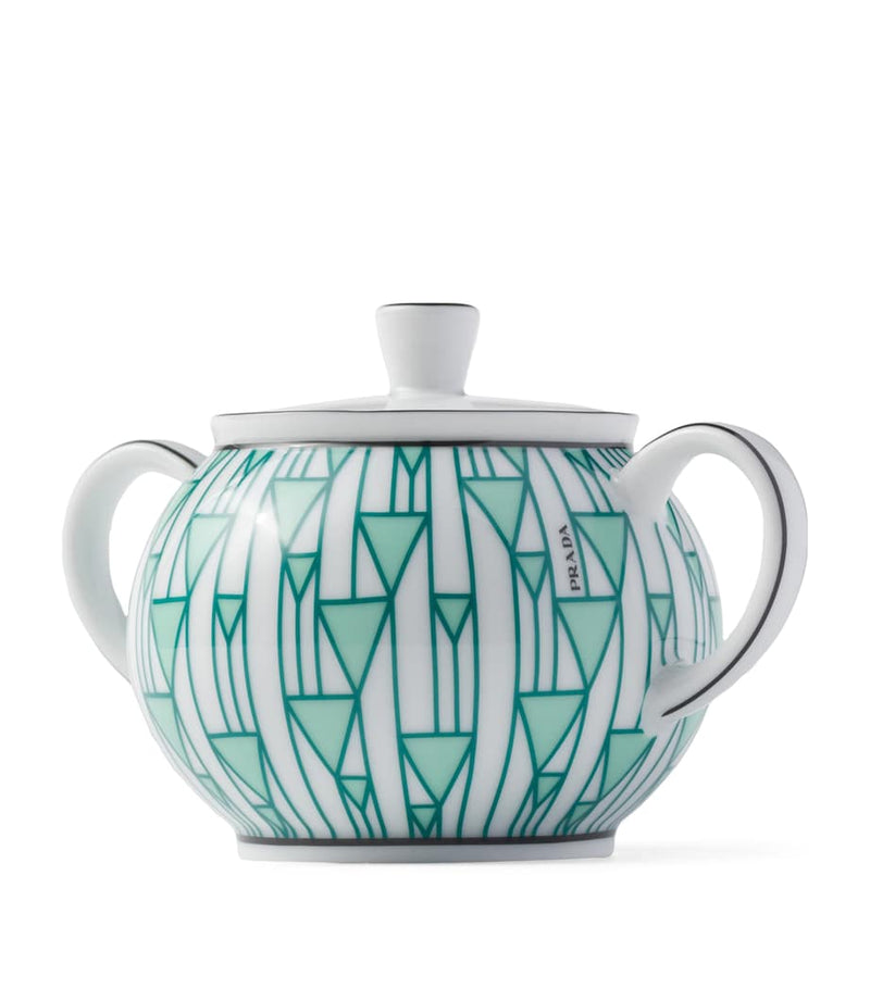 Prada Vienna geometric print creamer jug and sugar pot set, imported from the UK