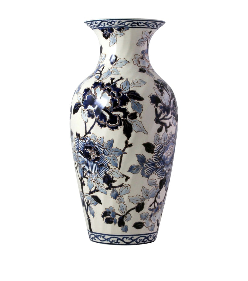 Gien Pivoines Fluted ceramic vase 26cm, imported from the UK