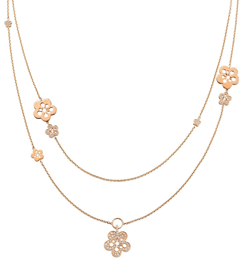 Boodles rose gold diamond blossom necklace 108cm (British brand)
