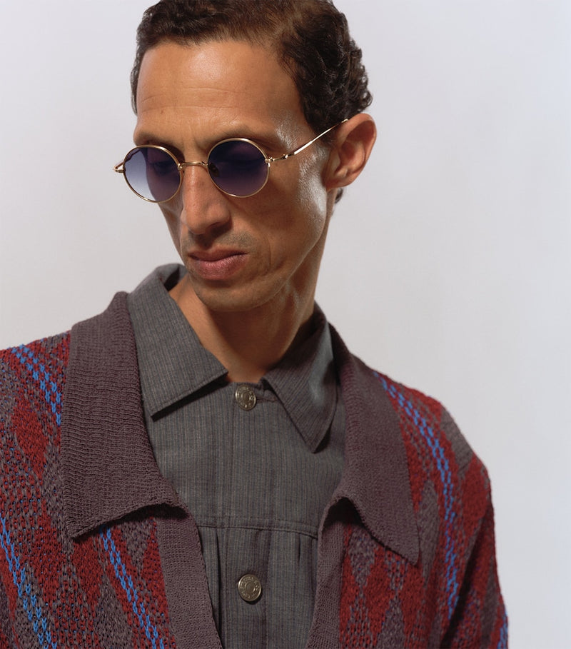 Matsuda M3168 round sunglasses in titanium, UK version