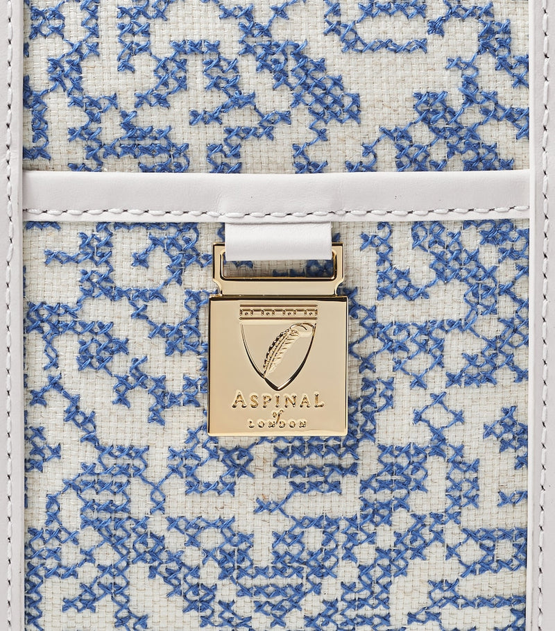 Aspinal of London canvas raffia Henley tote bag, imported from the UK