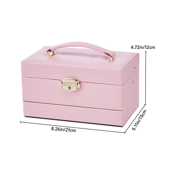 Livingandhome pink lockable jewellery box with mirror (British brand)