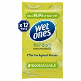 Wet Ones Zingy Antibacterial Hand Wipes x12 face & body skincare Sainsburys