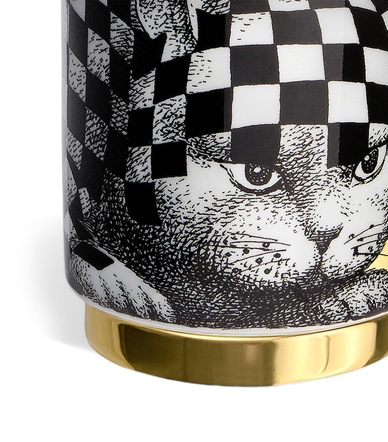 Fornasetti porcelain vessel candle with feline figure 235g - British product