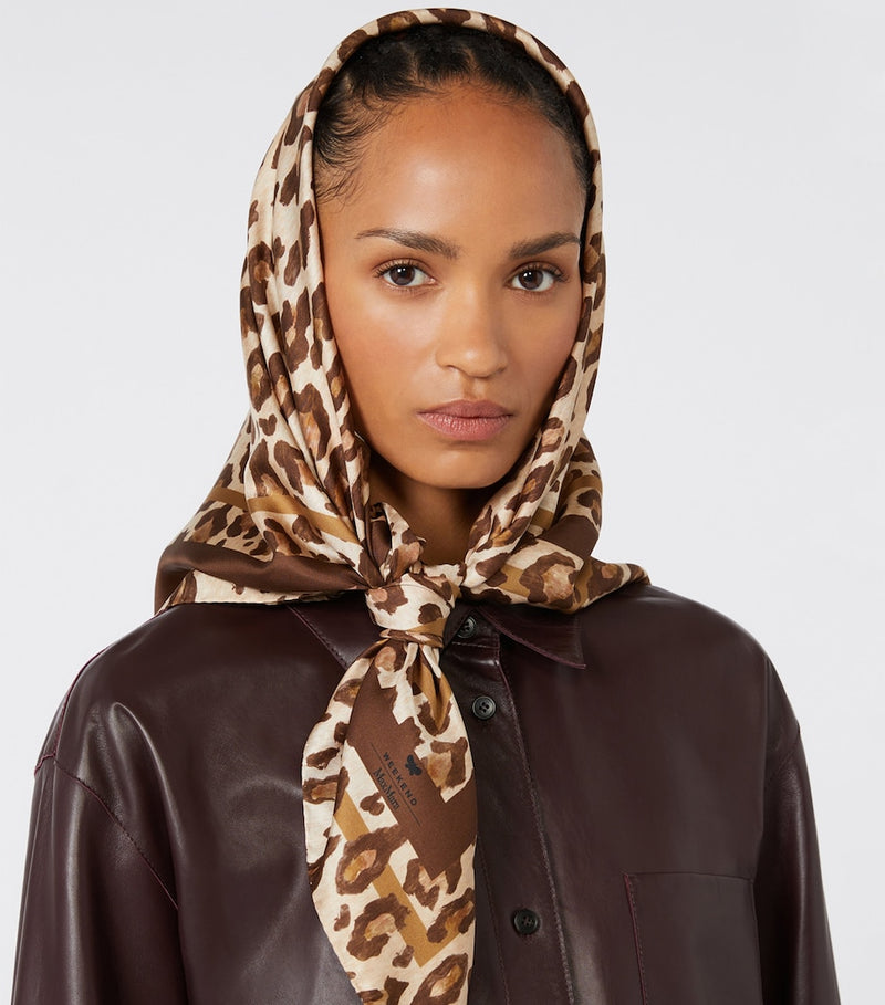 Weekend Max Mara silk leopard print scarf 90cm x 90cm (British brand)