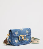 Valentino Garavani embroidered Locò shoulder bag denim, UK version