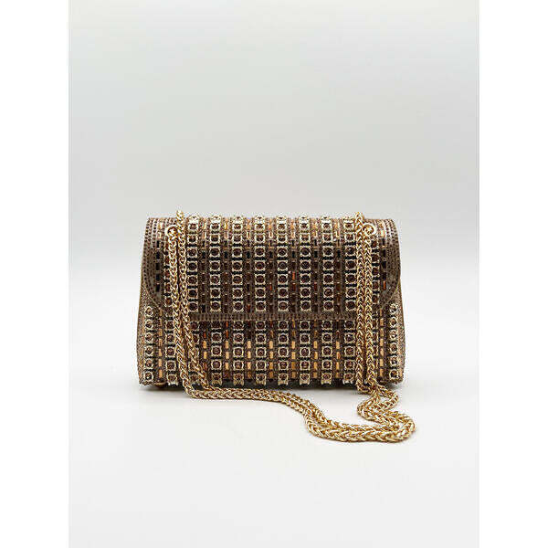 SVNX gold embellished shoulder bag, imported from the UK