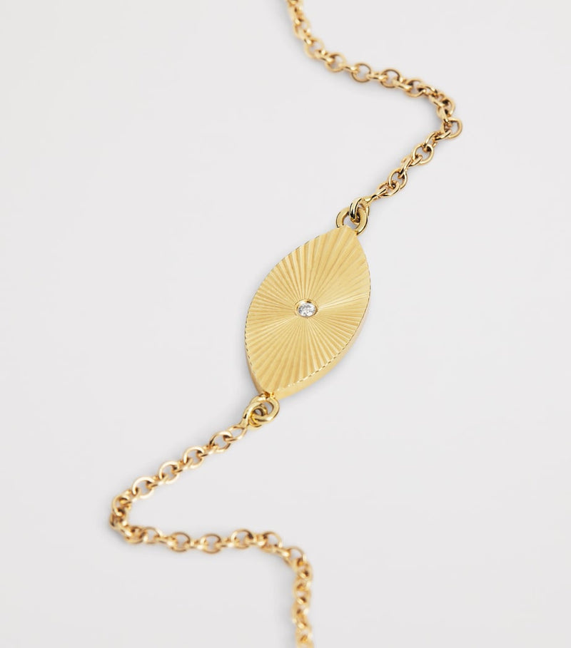 Jennifer Meyer mini evil eye bracelet in yellow gold with diamond, imported from the UK