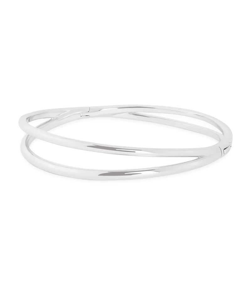 Astrid & Miyu silver-tone crossover illusion twist bangle 6.5cm, imported from the UK