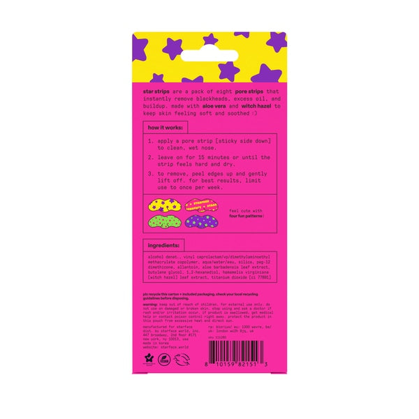 Starface Lift Off Pore Strips 8 Pack (British brand)