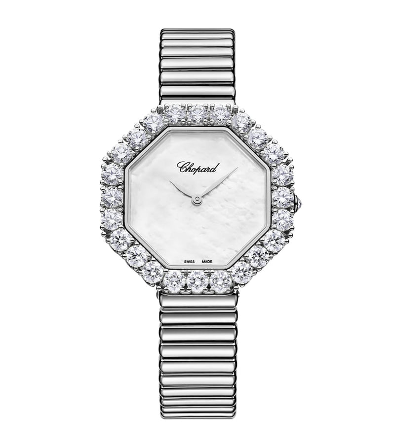 Chopard white gold diamond octagonal watch 32mm (British brand)