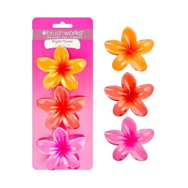 Brushworks bright flower claw clips pack of 3, imported from the UK
