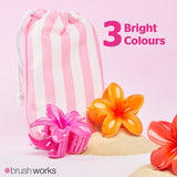 Brushworks bright flower claw clips pack of 3, imported from the UK