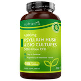 Superdrug Nutravita Psyllium Husk 4500mg with 500 Million CFU Dietary Fibre Supplement - 180 Capsules- Buy online at McGrocer