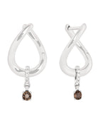 Astrid & Miyu white gold diamond quartz hoop earrings - British product