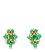 Harrods Suzanne Kalan Yellow Gold Diamond and Emerald La Fantaisie Stud Earrings- Buy online at McGrocer