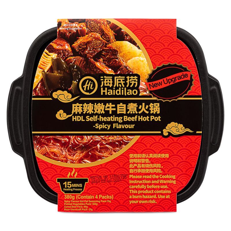Haidilao self-heating spicy hot pot with beef - British product