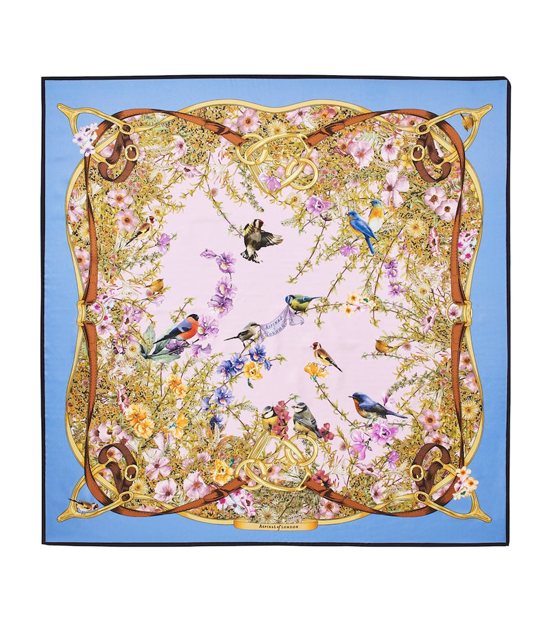Aspinal of London silk scarf Edwardian garden 140x140cm, imported from the UK