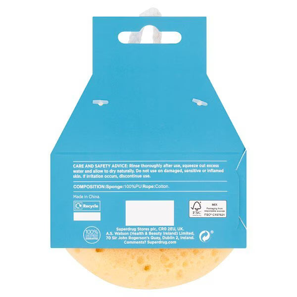 Superdrug branded PU foam cleansing sponge for skin (British brand)