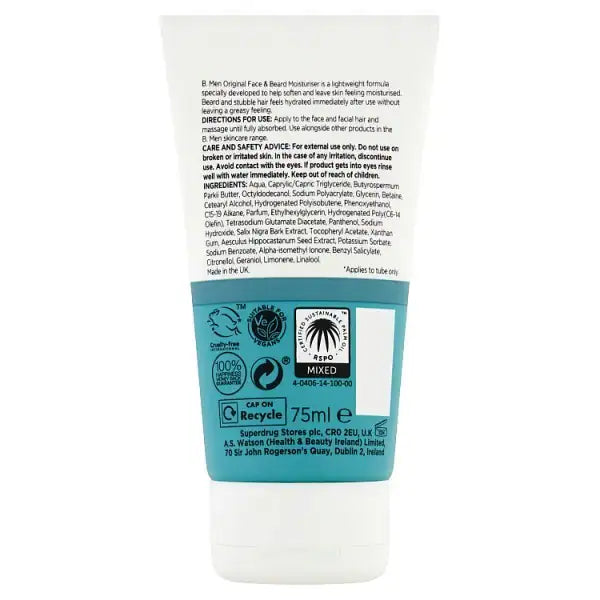 Superdrug B Men moisturiser beard stubble 75ml (British brand)