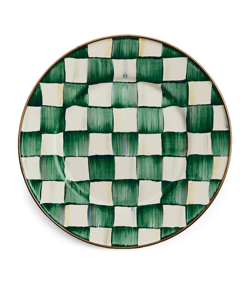 MacKenzie-Childs Emerald Check salad plate 20cm, imported from the UK