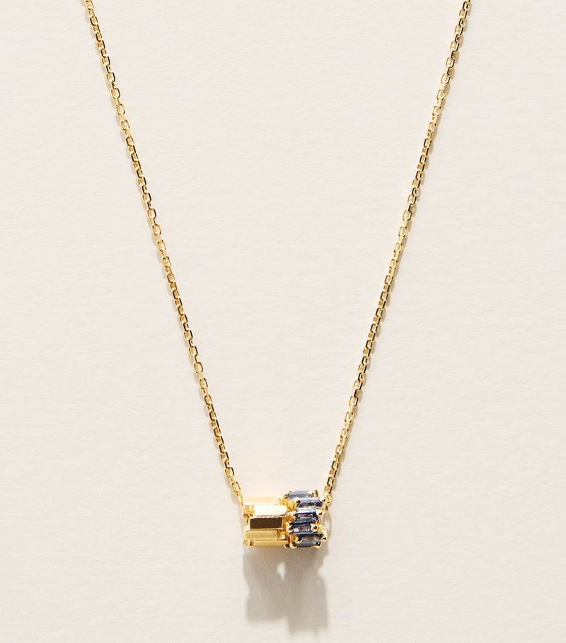 Suzanne Kalan yellow gold blue sapphire pendant necklace, imported from the UK