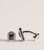 Tateossian palladium-plated cufflinks and studs set with hematite, imported from the UK