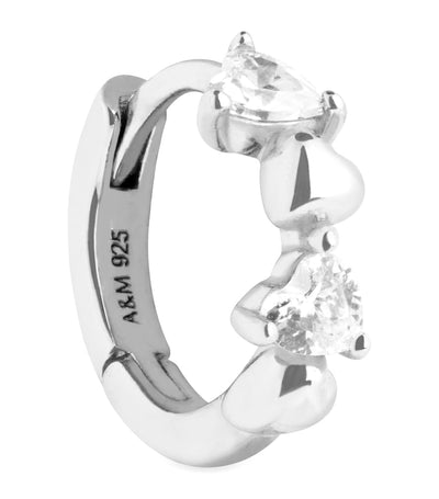 Harrods Astrid & Miyu Rhodium-Plated Heart Cluster Single Hoop Earring- Buy online at McGrocer