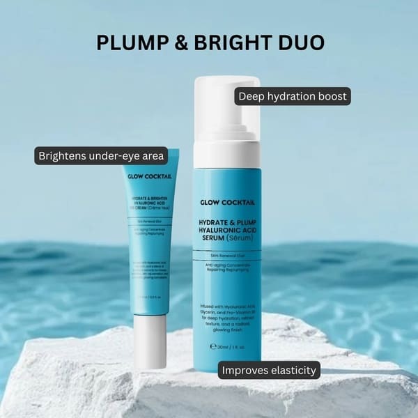 Hydrate and plump skincare set with serum and eye cream, UK version