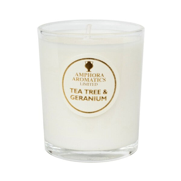 Amphora Aromatics tea tree geranium pot candle - British product