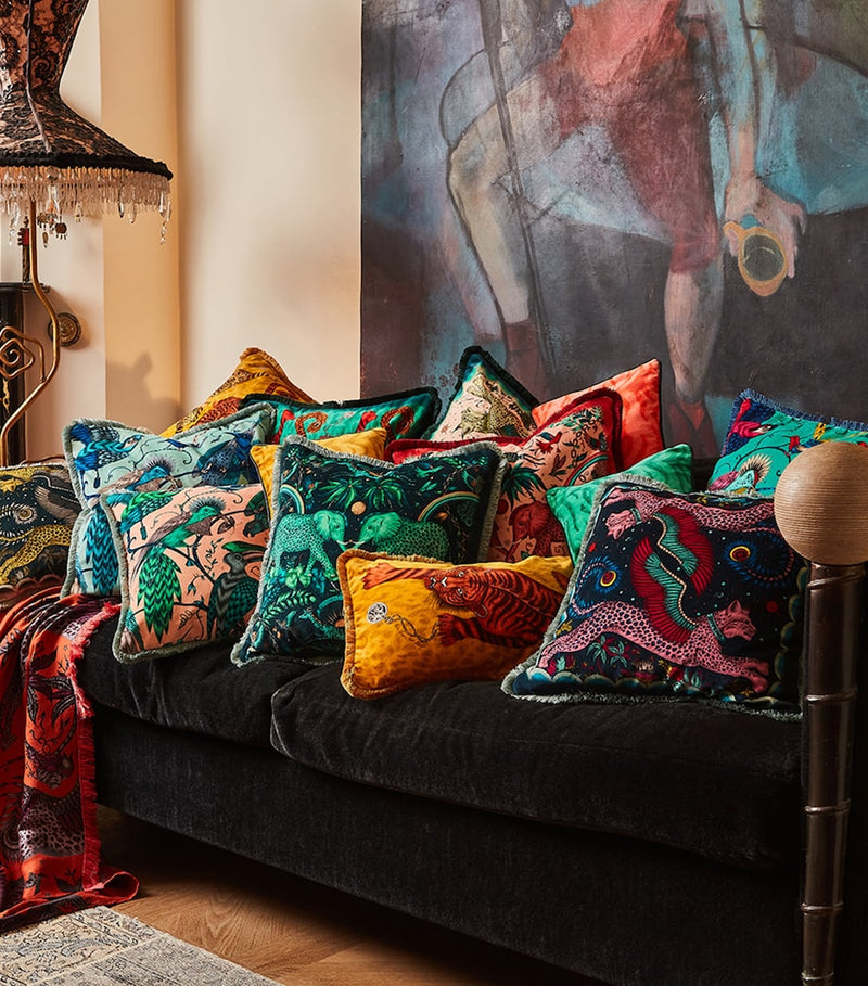 Emma J Shipley Velvet Lynx cushion 46cm x 46cm - British product