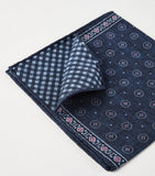 Brunello Cucinelli printed silk pocket square double faced 35x35cm (British brand)