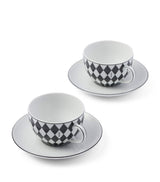 Harrods Prada Chequerboard Cappuccino Cup and Saucer Set of 2- Buy online at McGrocer