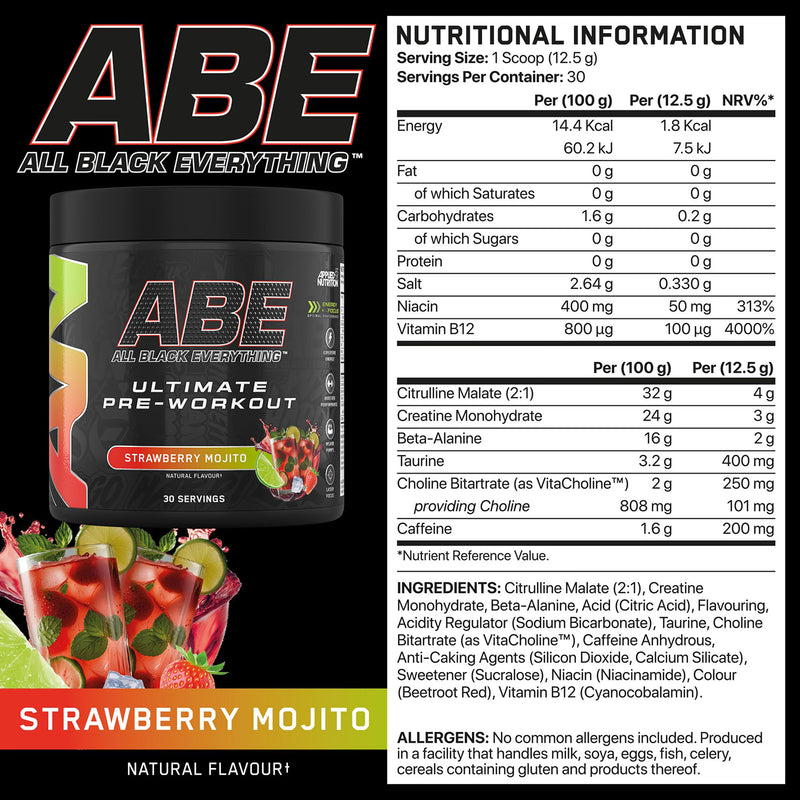 Applied Nutrition Pre Workout Powder Strawberry Mojito 375g - British product