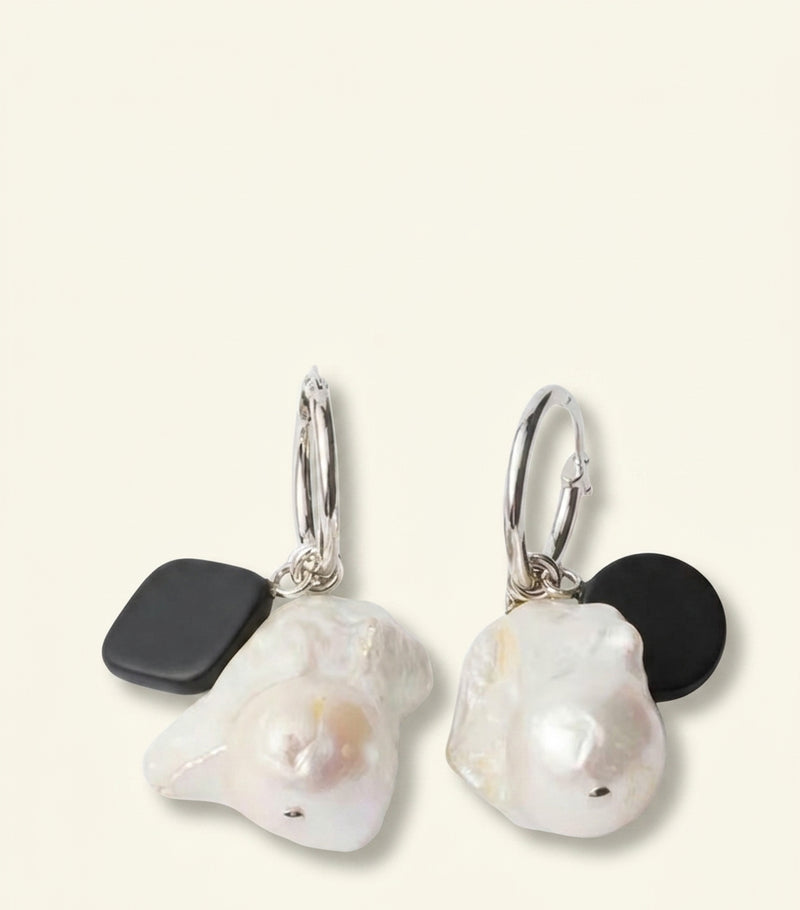 Prada Enamel and Pearl Triangle Hoop Earrings 5cm, UK version