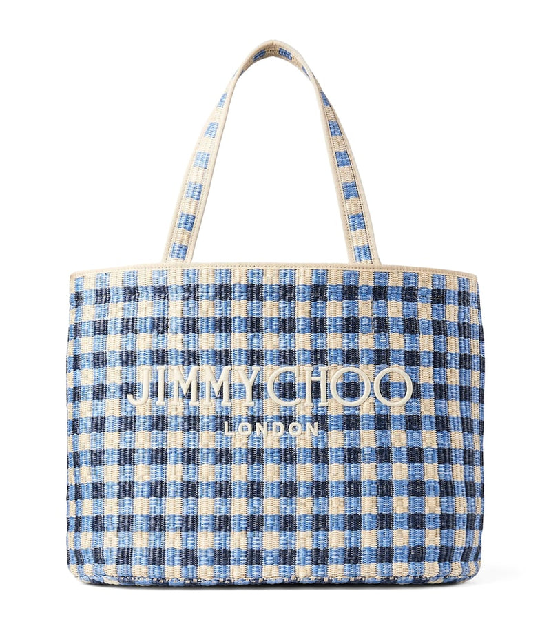 Jimmy Choo raffia gingham tote bag, UK version