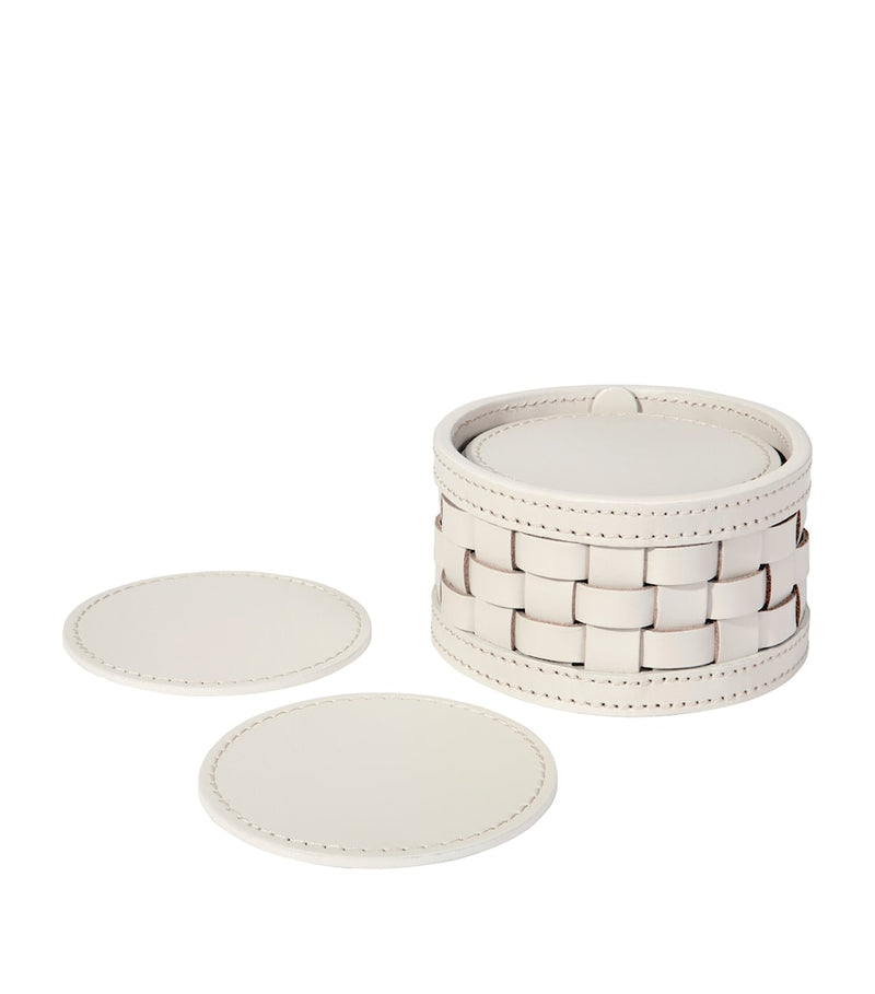 Riviere woven leather coasters set of 10, imported from the UK