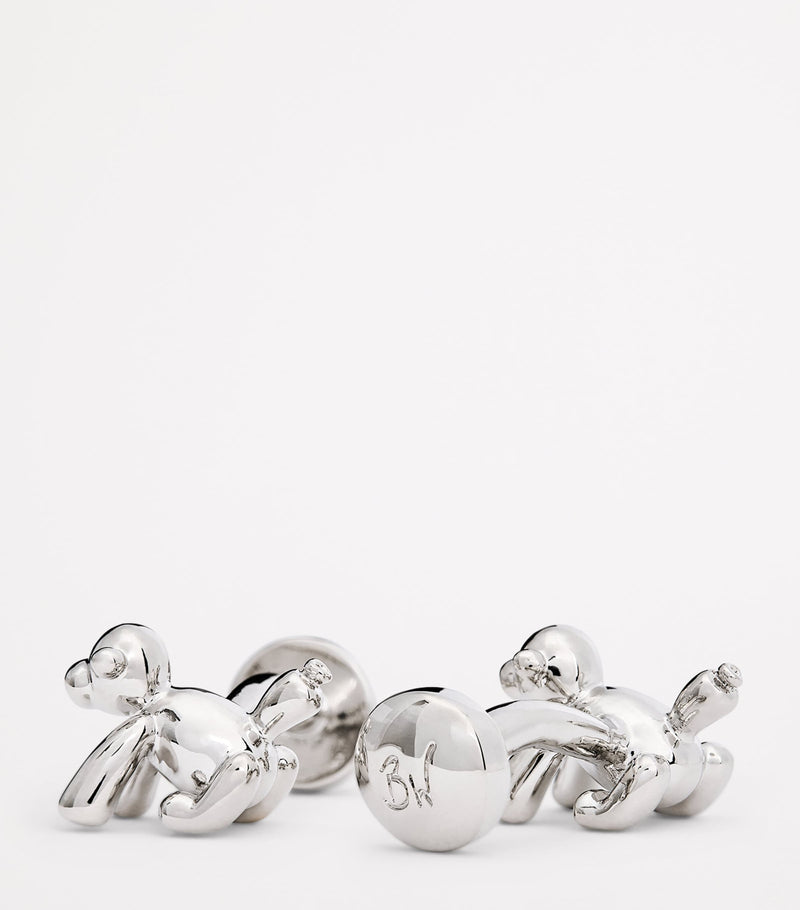 Babette Wasserman balloon monkey cufflinks rhodium-plated (British brand)