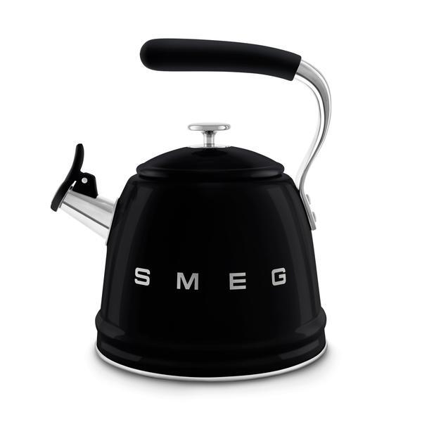 Smeg stovetop whistling kettle in black 2.3L, UK version