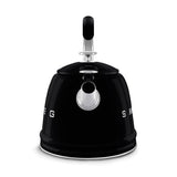 Smeg stovetop whistling kettle in black 2.3L, UK version