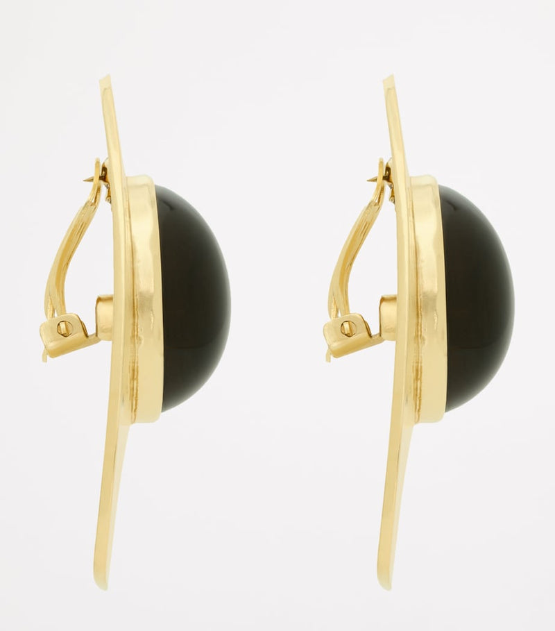 Saint Laurent Cabochon clip-on earrings with gold-tone frame, UK version