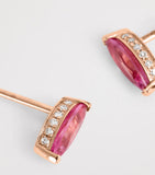 SHAY rose gold stud earrings with pink sapphire and diamond halo - British product